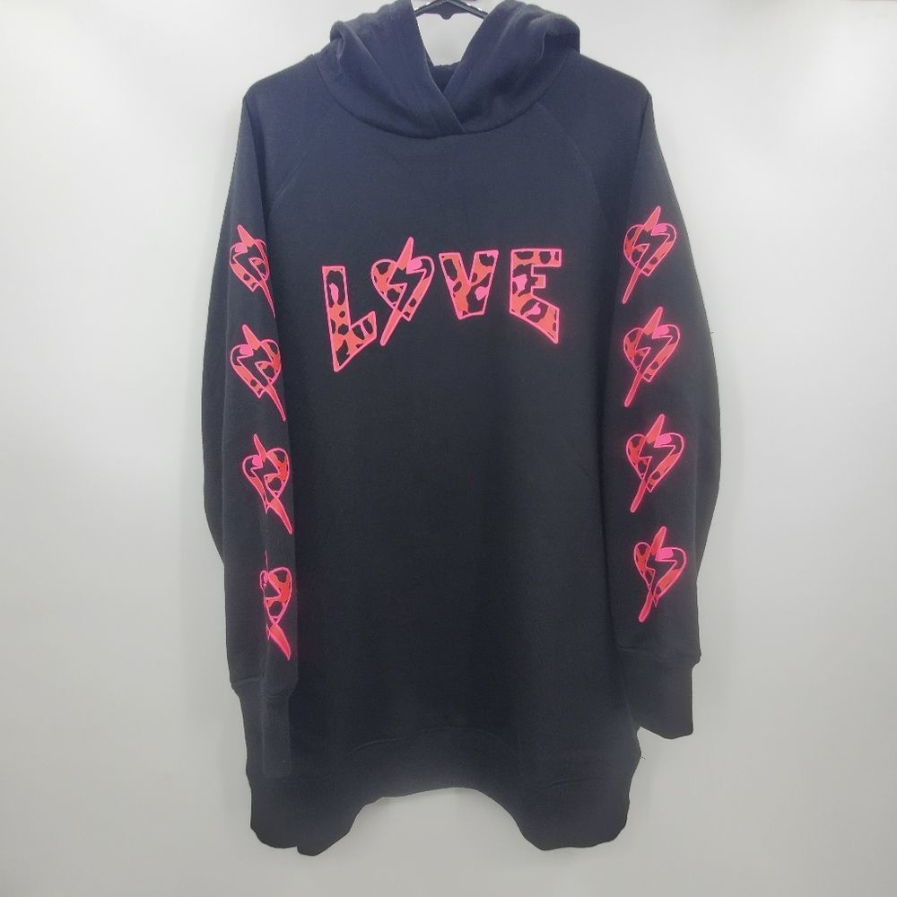 Torrid Tunic Cozy Hoodie Fleece Love Leopard Bolt Size 1X - Picture 5 of 17